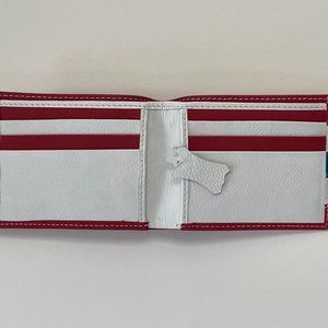 Multi Color Leather Card Holder US Flag Colors Men Wallet Purse Handmade Bifold